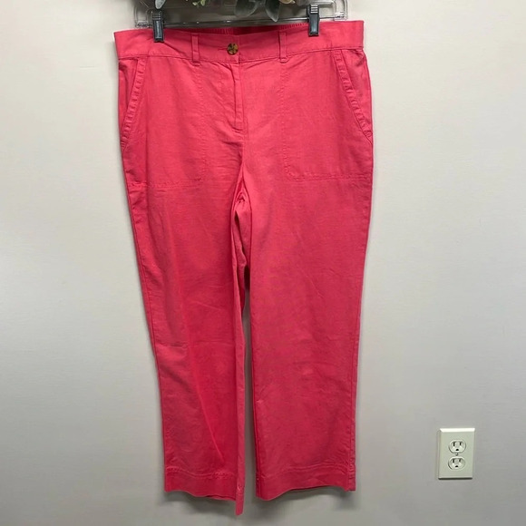 Talbots Linen Blend Flat Front Coral Pants 10 - Picture 1 of 14